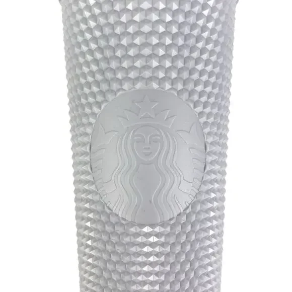 Starbucks Spring 2024 Studded Bright Snow White Glossy Venti 24oz Tumbler Cup - Picture 3 of 9